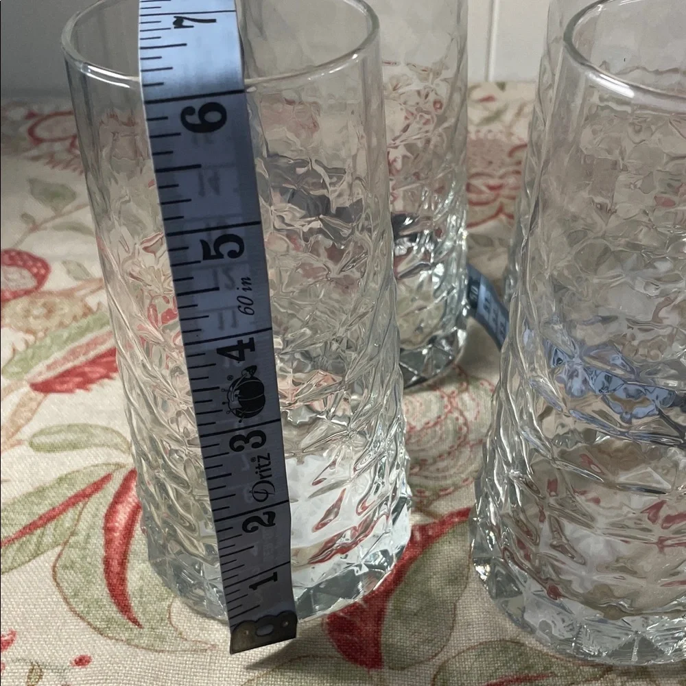 Durobor Gem Crystal Clear Diamond Inspired High Ball Glass Tumbler Set of 4